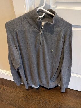 Lacoste Men’s Charcoal Half-Zip Mock Neck Sweater